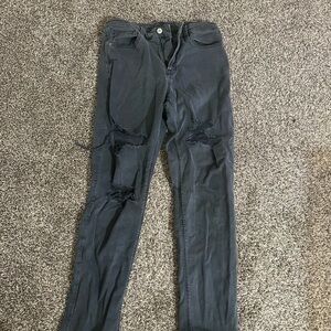 American Eagle Outfitters High-Rise Distressed Black Jeans